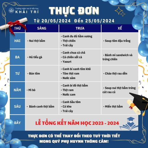 Thực Đơn Tuần Mới (Từ 20/05/2024 - 25/05/2024)